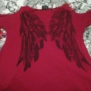 Cold shoulder wing shirt